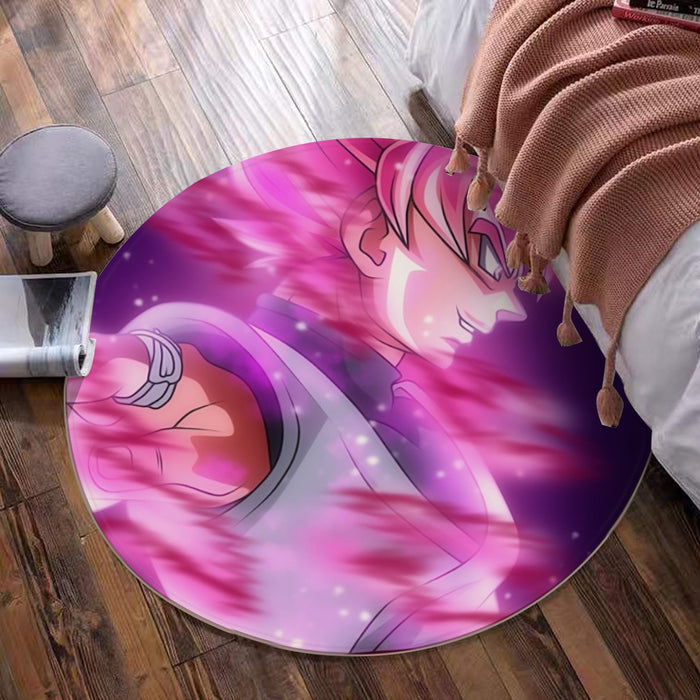 Dragon Ball Super Saiyan Black Goku Rose Cool Casual Round Mat