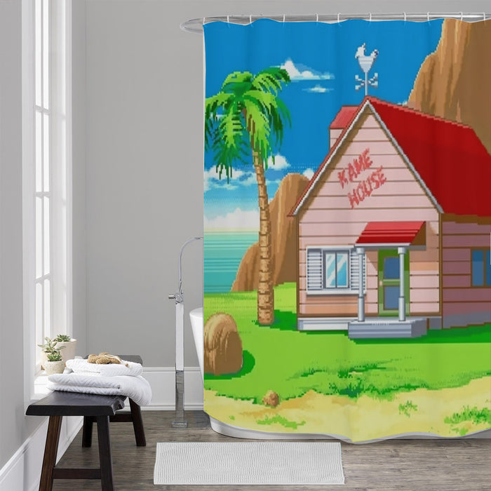 Dragon Ball Master Roshi's Kame House Cartoon Style Shower Curtain