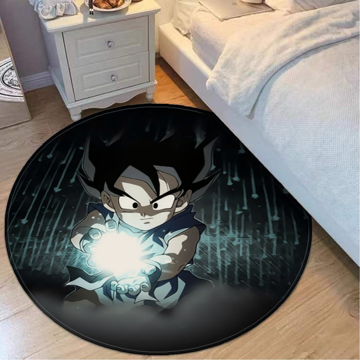 Dragon Ball Goku Kid Practice Kamehameha Cute Round Neck Design Round Mat