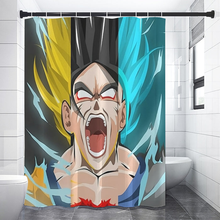 Dragon Ball Goku Super Saiyan Triple Blue God SSGSS Hand Drawing Style Shower Curtain