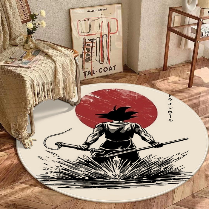 Goku With Red Moon Dragon Ball Round Mat