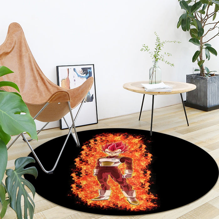 DBZ Vegeta Super Saiyan God Whis Symbol Fire Aura Streetstyle  Round Mat