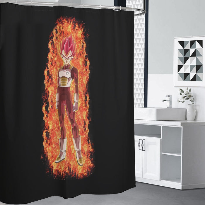 DBZ Vegeta Super Saiyan God Whis Symbol Fire Aura Streetstyle Shower Curtain