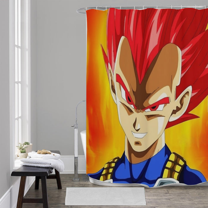 Dragon Ball Vegeta Super Saiyan Red God Vibrant Print Shower Curtain