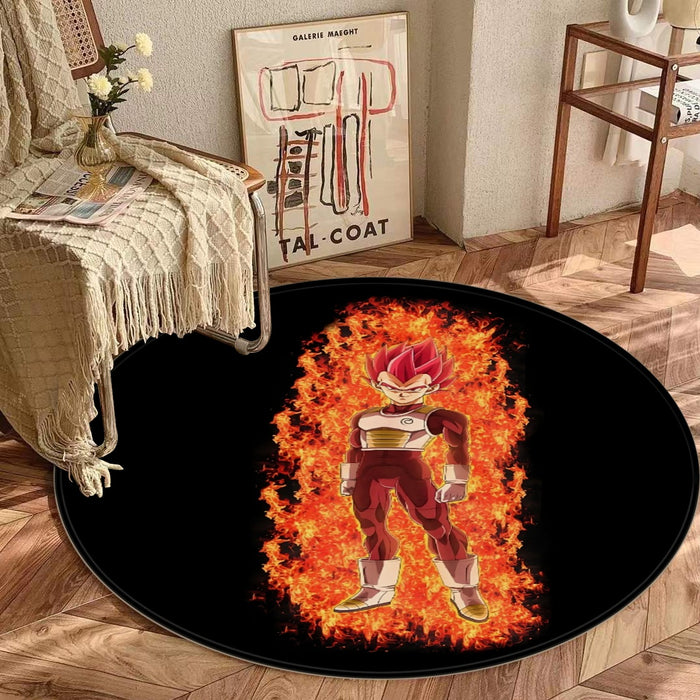 DBZ Vegeta Super Saiyan God Whis Symbol Fire Aura Streetstyle  Round Mat