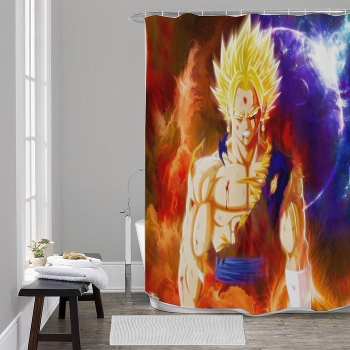 Dragon Ball Z Vegito Super Saiyan Angry Bruised Dope Shower Curtain
