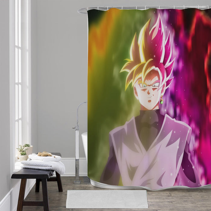 Dragon Ball Super Saiyan Black Goku Rose 2 Epic Style Shower Curtain