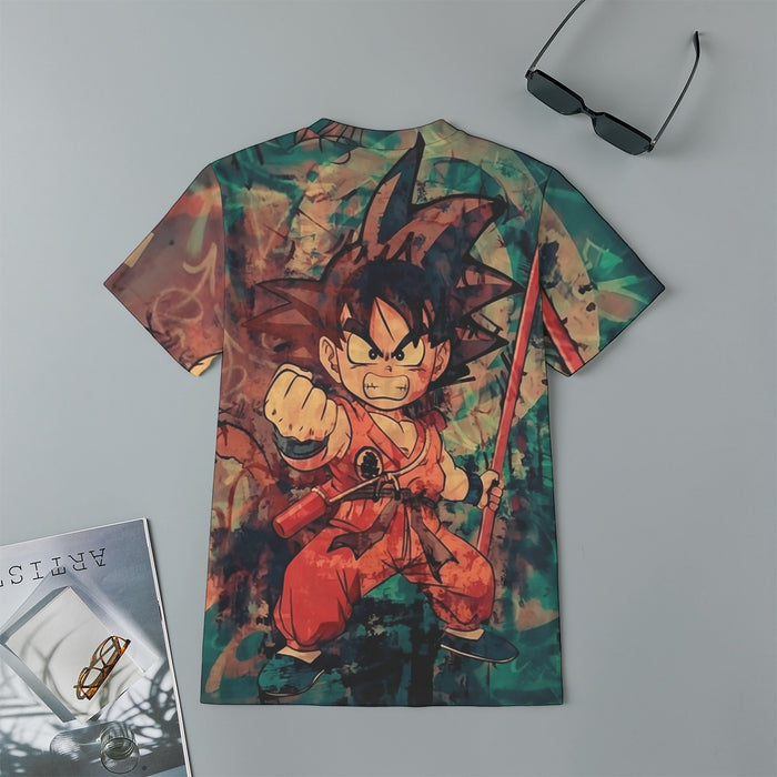 Kid Young Goku Vintage Tie Dye Painting Stylish DBZ 3D Kids T-Shirt