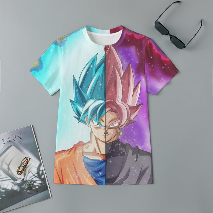 DBZ Goku SSGSS Black Rose Super Saiyan Portraits Dope Kids T-Shirt