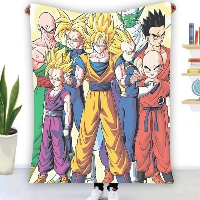 DBZ Goku Vegeta Super Saiyan Krillin Piccolo All Heroes Vibrant Design Blanket