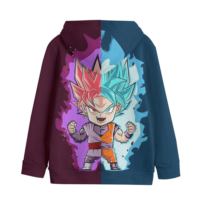 DBZ Goku Zamasu SSGSS God Blue Rose Super Saiyan Chibi Kids' Hoodie