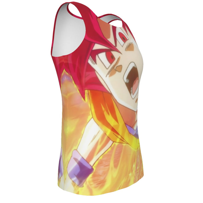 Dragon Ball Goku Super Saiyan Red God Face Portrait Print Tank Top