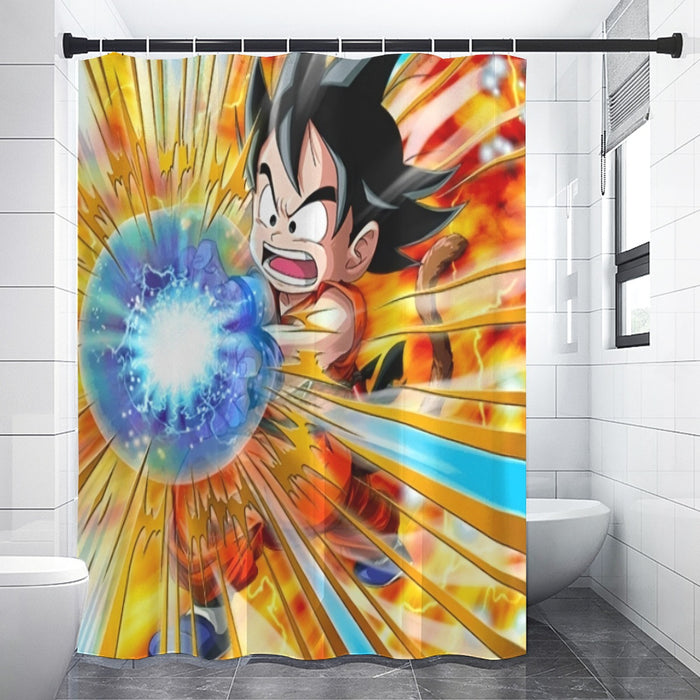 Dragon Ball Energy Kid Goku Blue Kamehameha Shower Curtain