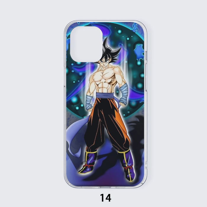 DBZ Goku Muscular Saiyan Vibrant Background Art Style Iphone 14 Case