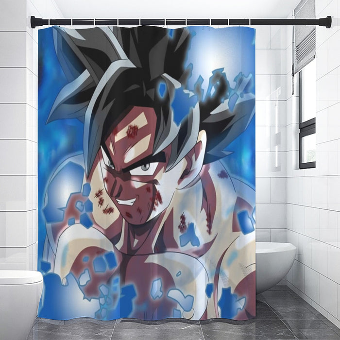 Dragon Ball Super Goku Blue Ultra Instinct Dope Grin Shower Curtain