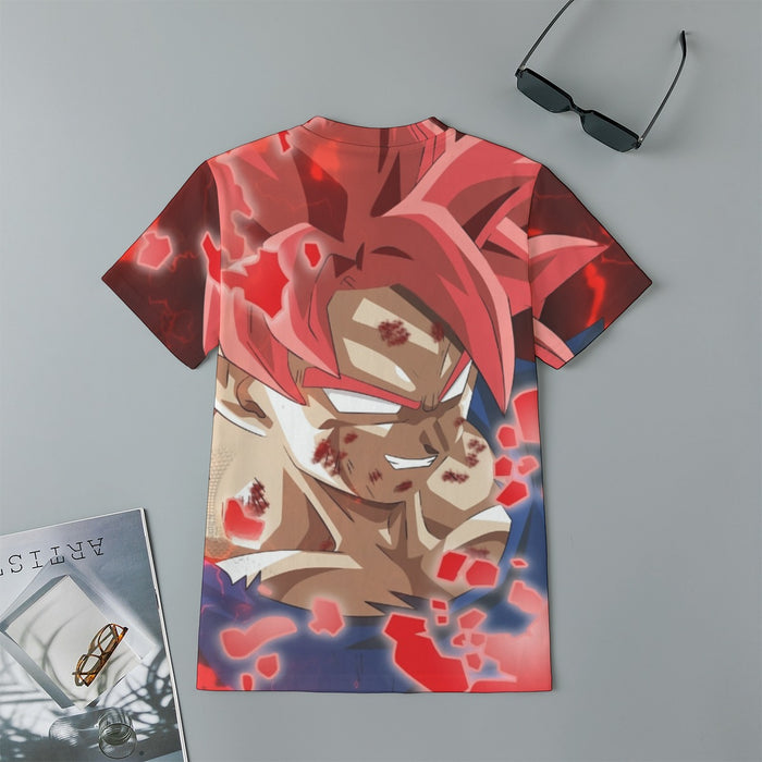 DBZ Son Goku Super Saiyan Red Hair God Dope Style Kids T-Shirt