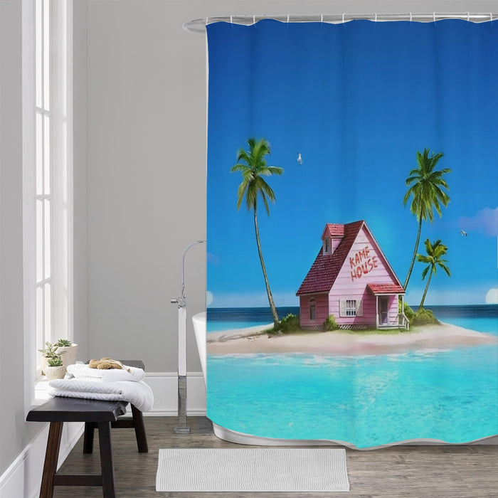 DBZ Master Roshi's Kame House Relax Vibe Concept Graphic Shower Curtain