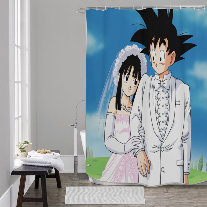 Dragon Ball Z Son Goku Newly Wed Couple Shower Curtain