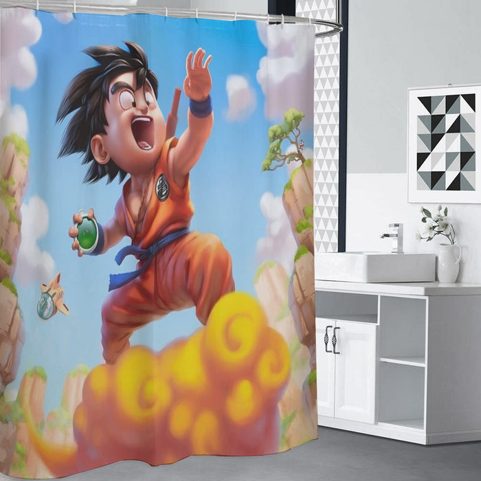 Dragon Ball Goku Kid Ride Flying Nimbus Cute Dope Streetwear Shower Curtain