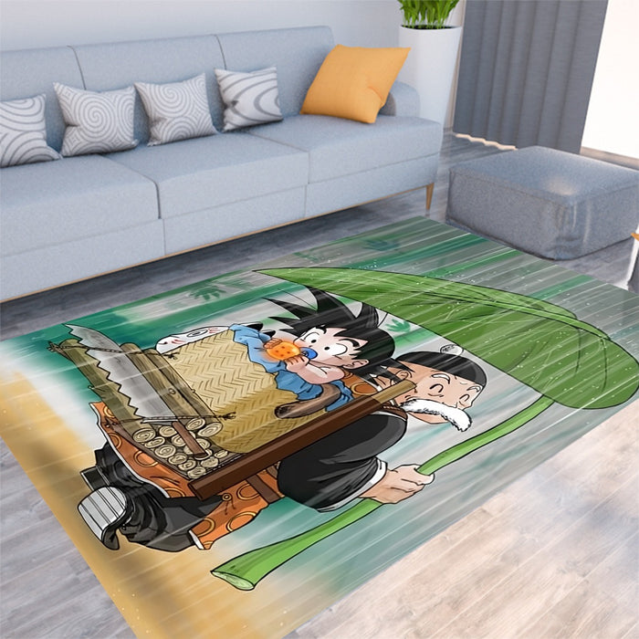 DBZ Kid Goku Super Saiyan Grandpa Gohan Cover Rain Cute Design Rug