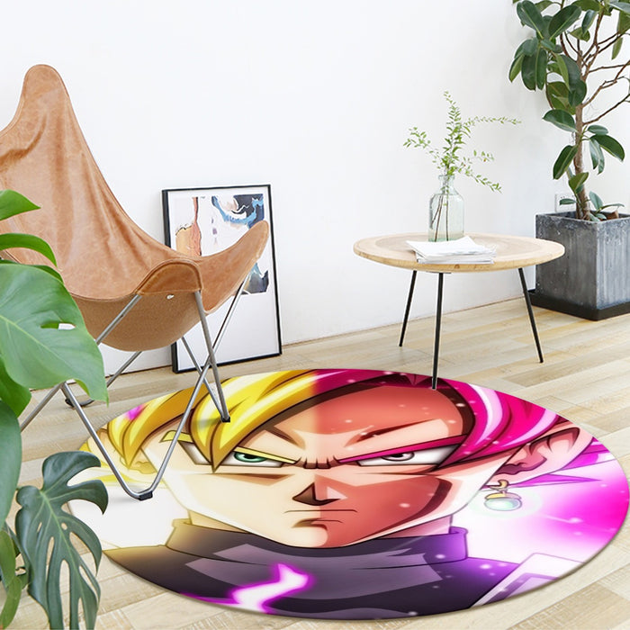 DBZ Goku God Half Rose and Golden Portrait Dope Design Round Mat