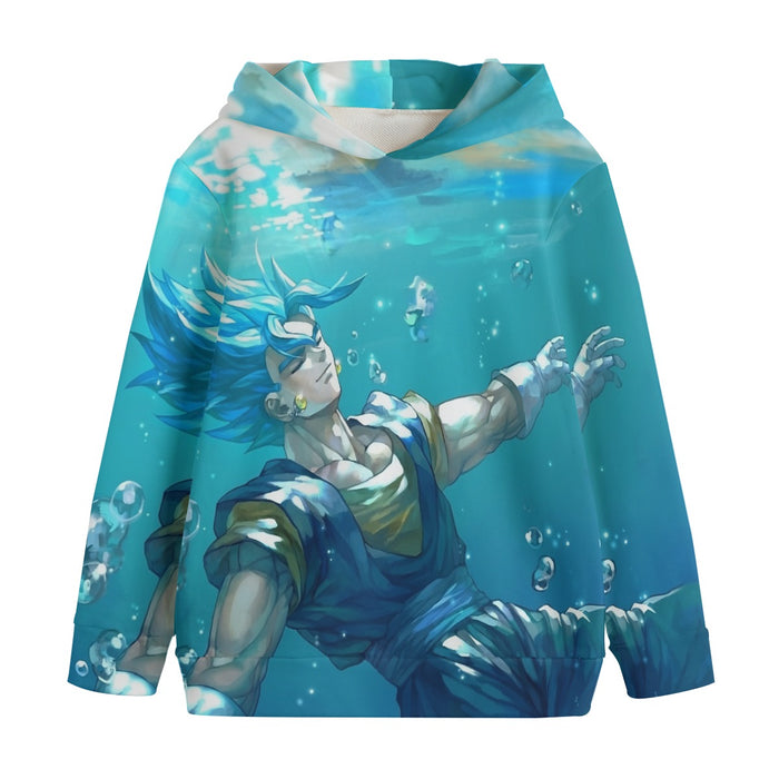 DBZ Relax Gogeta Ocean Blue Saiyan SSGSS Dope Design Kids' Hoodie