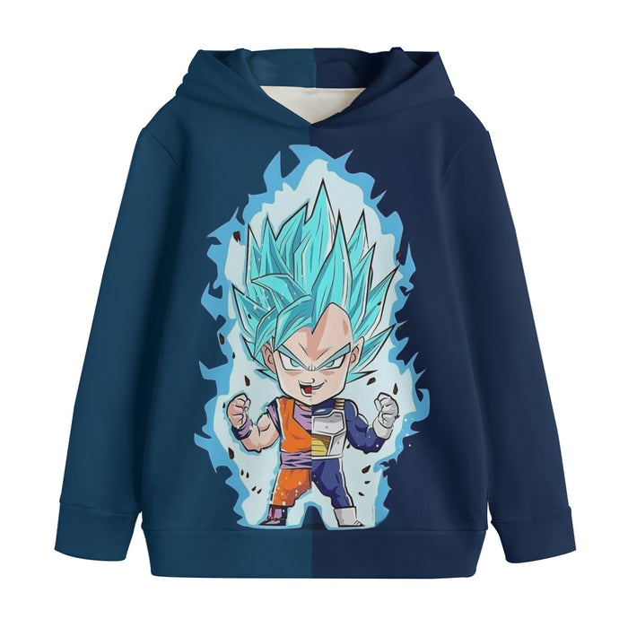 DBZ Goku Vegeta SSGSS God Blue Super Saiyan Chibi Sketch Kids' Hoodie