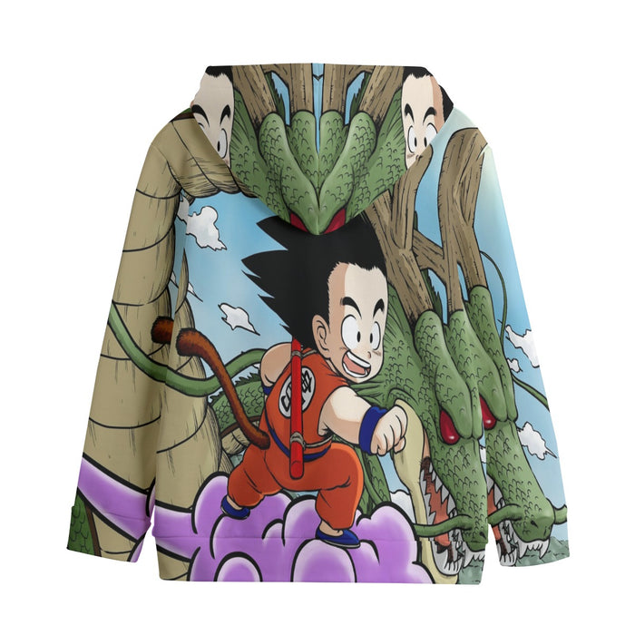 Dragon Ball  Kid Goku Flying With Shenron Kids' Hoodie