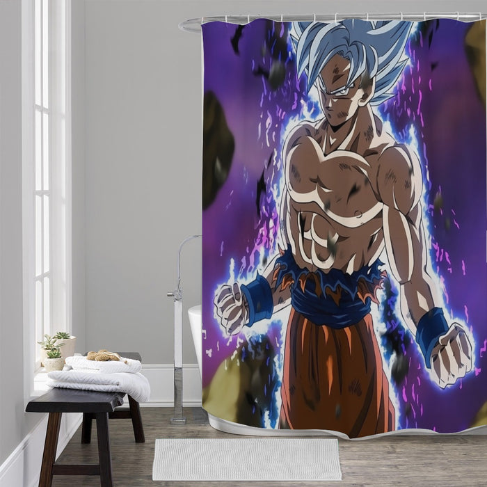 Dragon Ball Goku Ultra Instinct Power Up Vibrant 3D Shower Curtain