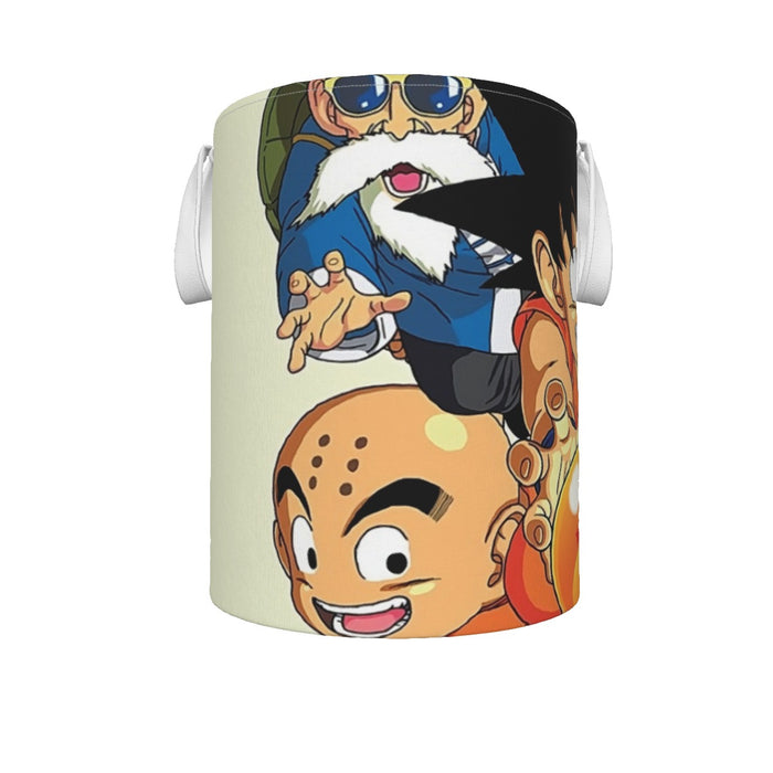 DBZ Kid Goku Master Roshi Bulma Krillin Chasing Dragon Ball Funny Laundry Basket