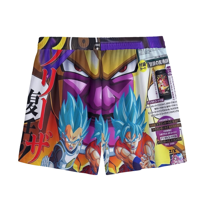 Golden Frieza Super Saiyan God Goku Vegeta Blue Hair 3D Mesh Shorts