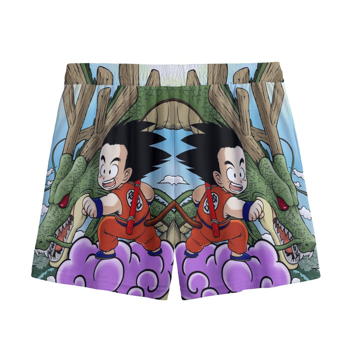 Dragon Ball  Kid Goku Flying With Shenron Mesh Shorts