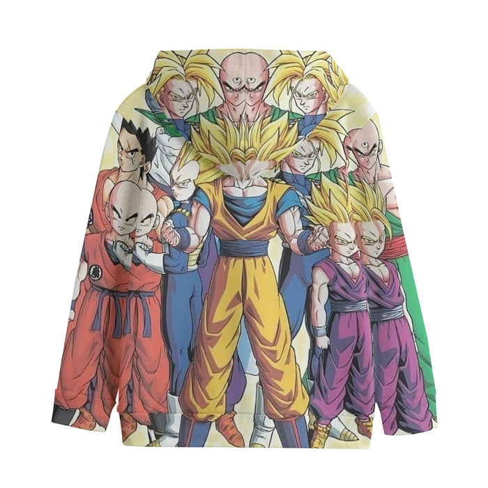 DBZ Goku Vegeta Super Saiyan Krillin Piccolo All Heroes Vibrant Design Kids' Hoodie