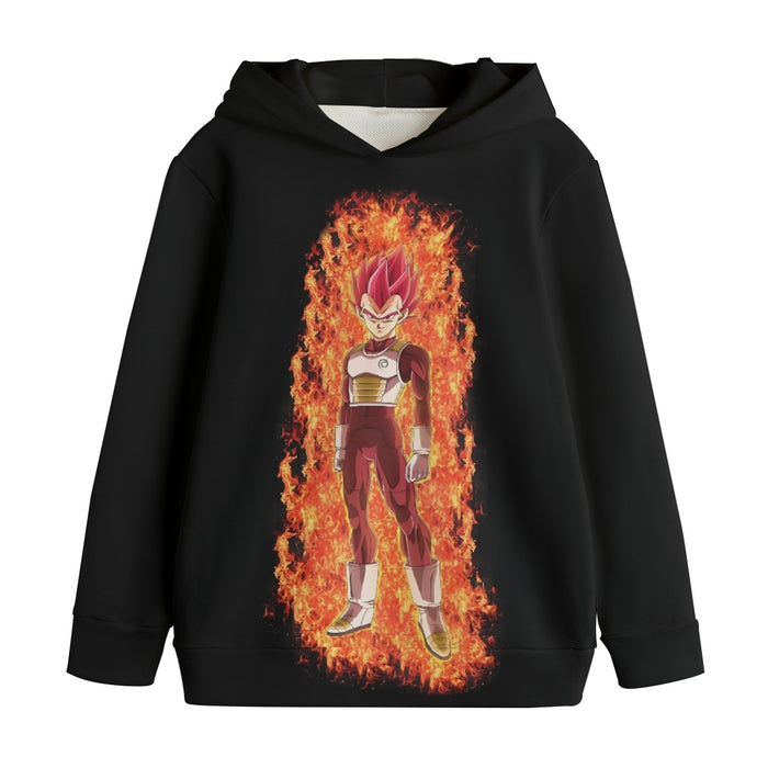 DBZ Vegeta Super Saiyan God Whis Symbol Fire Aura Streetstyle Kids' Hoodie