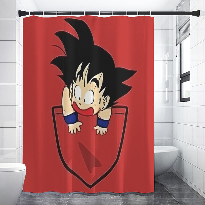 Dragon Ball Cute Goku Kid Pocket Simple Design Streetwear Shower Curtain