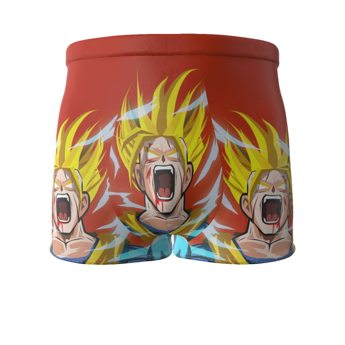 Dragon Ball Goku Super Saiyan Angry Scream Hand Drawing Design Men's Boxer Briefs