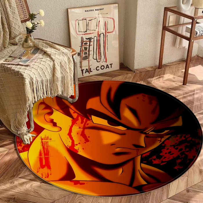 Dragon Ball Z Pissed Serious Son Goku Dope Orange Round Mat