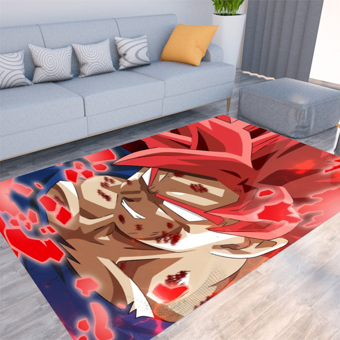 DBZ Son Goku Super Saiyan Red Hair God Dope Style Rug