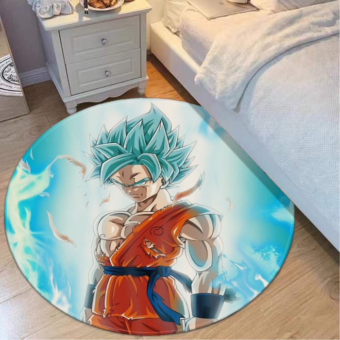 Dragon Ball Serious Super Saiyan Goku 2 Blue Epic Aura Round Mat