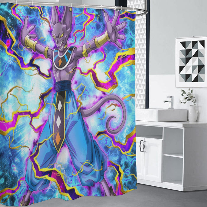 Dragon Ball Super Beerus Destruction God Egyptian Cat Vibrant Design Shower Curtain