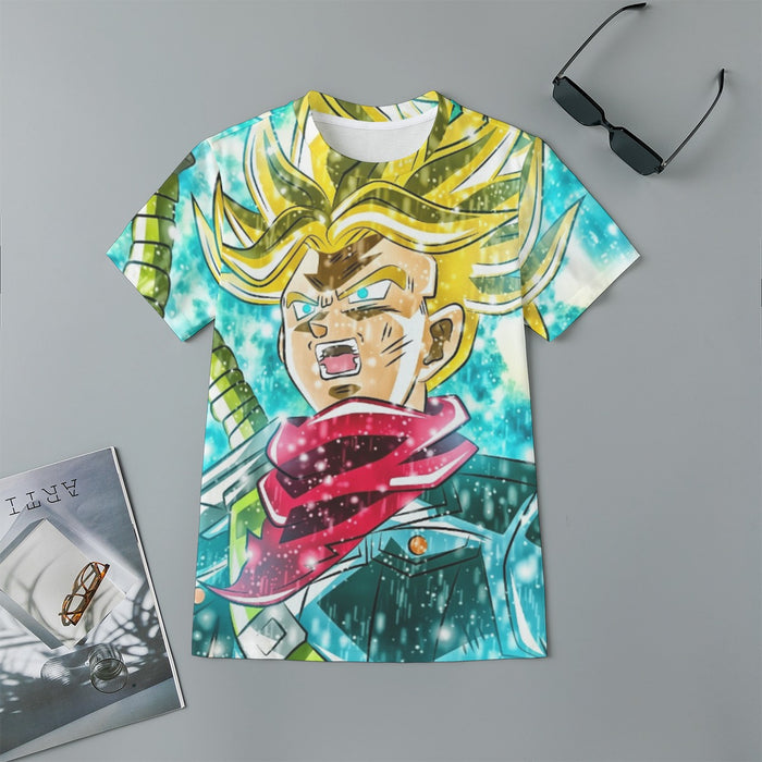 DBZ Trunks Super Saiyan Powerful Battle Ultimate Transformation Design Kids T-Shirt