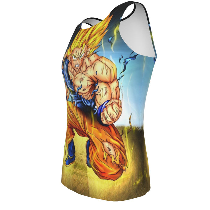 DBZ Goku Super Saiyan Thunder Power Damage Fight Cool Design Tank Top