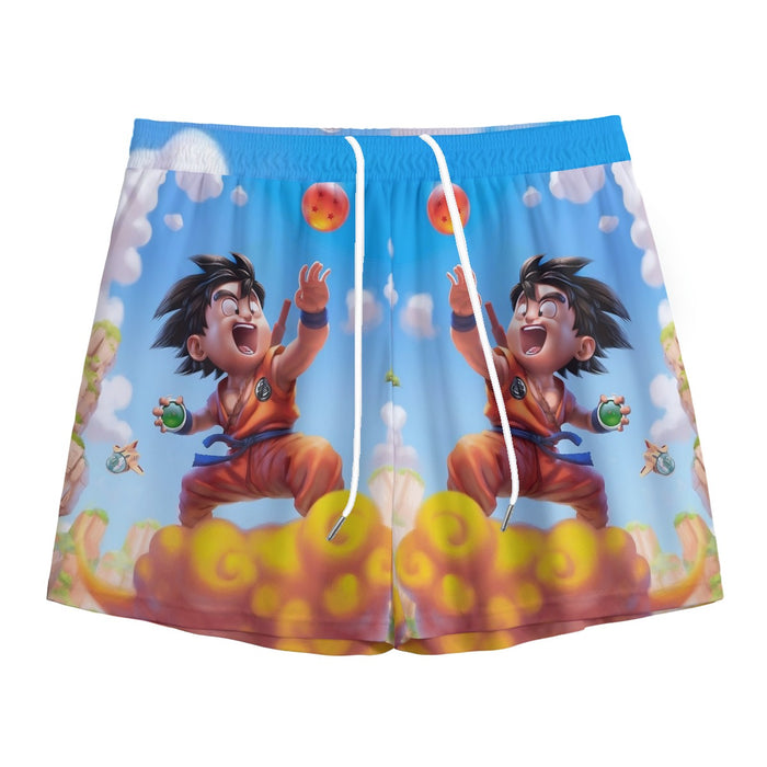 Dragon Ball Goku Kid Ride Flying Nimbus Cute Dope Streetwear Mesh Shorts