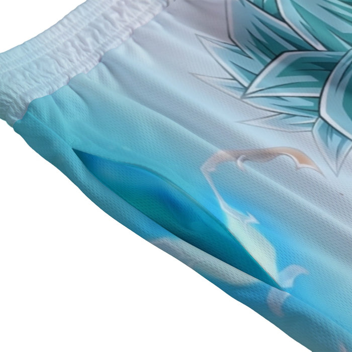 Dragon Ball Serious Super Saiyan Goku 2 Blue Epic Aura Mesh Shorts