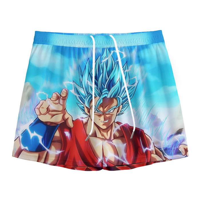 Dragon Ball Super Goku Blue Lightning SSGSS Design Mesh Shorts