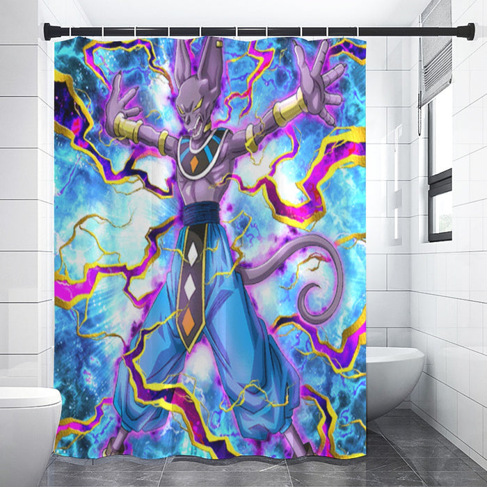 Dragon Ball Super Beerus Destruction God Egyptian Cat Vibrant Design Shower Curtain