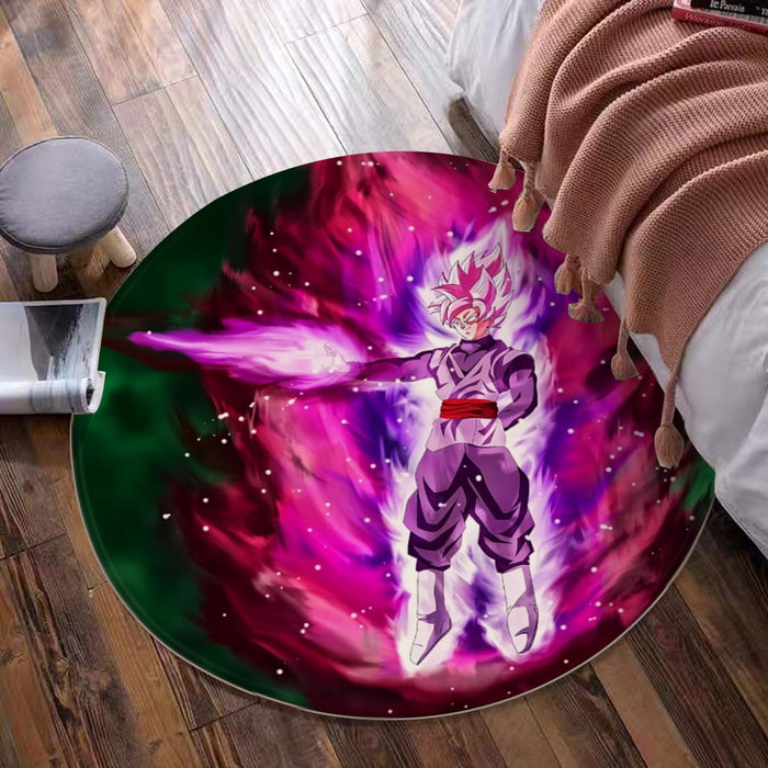 Goku Black Super Saiyan Rose Power Aura Streetwear Design Round Mat