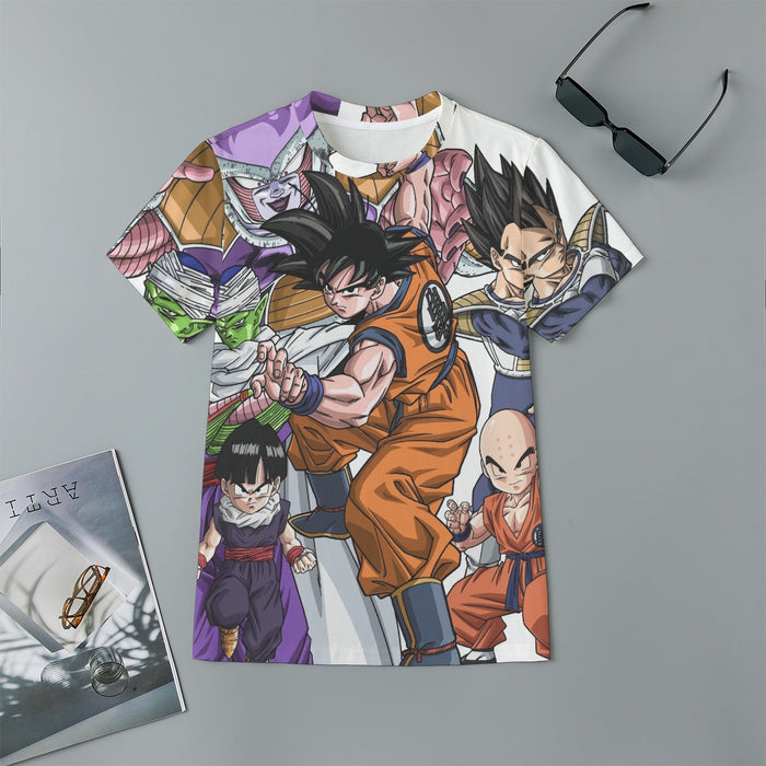 DBZ Goku Fighting Stance Gohan Piccolo Krillin Vegeta Frieza Color Kids T-Shirt