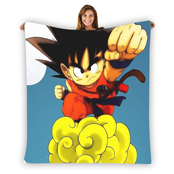 Young Goku Kid Flying Cloud Fight 3D Dragonball Blanket