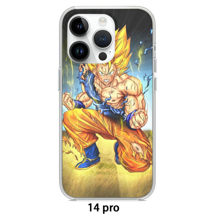 DBZ Goku Super Saiyan Thunder Power Damage Fight Cool Design Iphone 14 Case